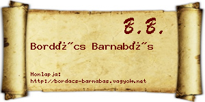 Bordács Barnabás névjegykártya