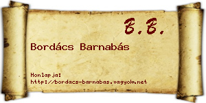 Bordács Barnabás névjegykártya