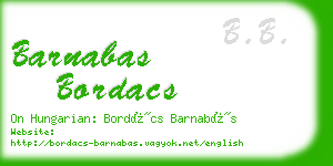 barnabas bordacs business card